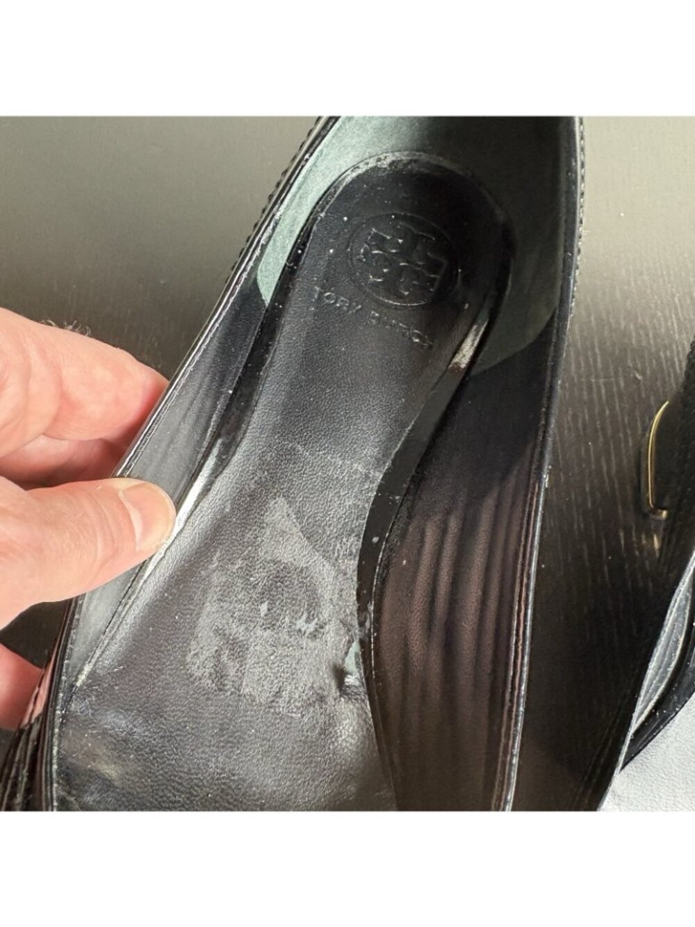 TORY BURCH Womens Size 9.5M Classic Black Open Toe Patent Leather Heels - Picture 9 of 12